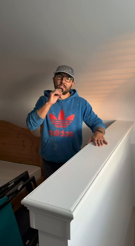 New white banister topper on the landing and repainted loft room after refurbishment